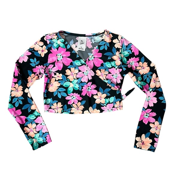Art Class Floral V-Neck Rashguard Swim Top - Picture 1 of 6